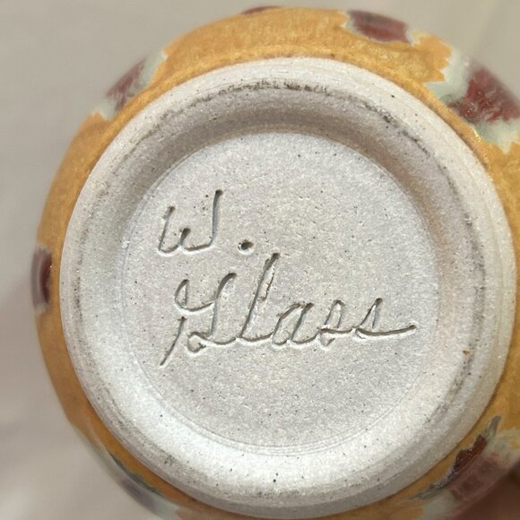 VTG Walt Glass Art Pottery Cut-out Luminary Candle Votive Holder Signed - Picture 9 of 9